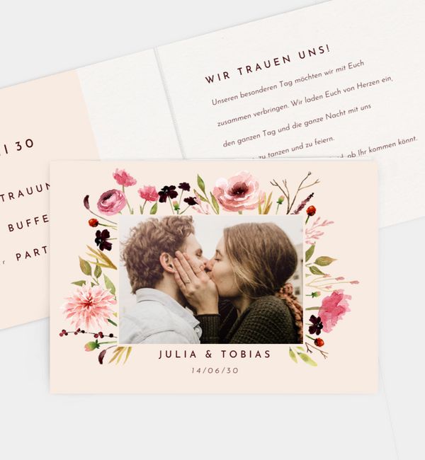 Einladungskarten Hochzeit Gold Personalisierbar (mit Umschlägen